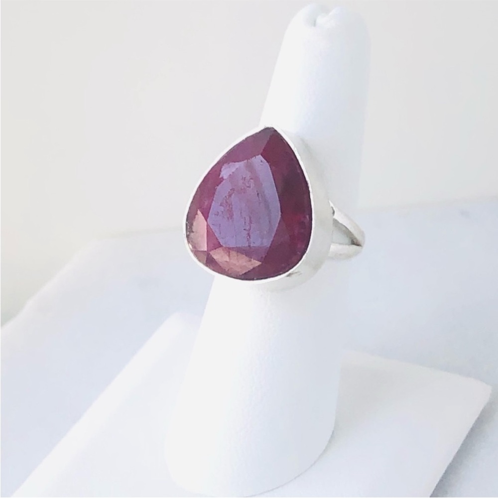 925 Sterling Silver Plated Ruby Triangle Shape Bo… - image 6